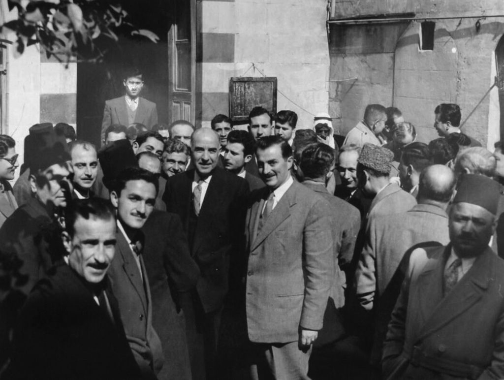 The farewell reception held at the People's Party headquarters in Aleppo on Friday 21 February 1958, on the occasion of the dissolution of the parties and the referendum on union between Egypt and Syria